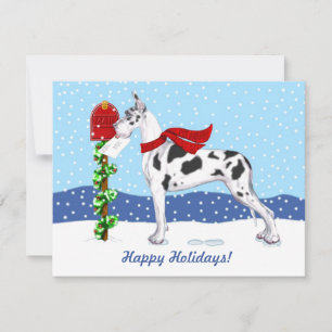 Great Dane Christmas Mail Harlequin Invitation