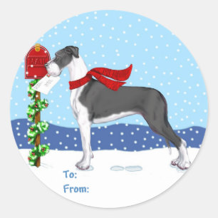 Great Dane Christmas Mail Mantle UC Gift Tags