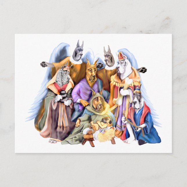 Great Dane Christmas Nativity Holiday Postcard (Front)