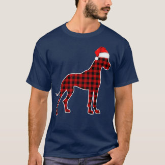 Great Dane Christmas Pajamas Family Red Plaid T-Shirt