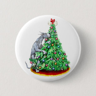 Great Dane Christmas Reach Goals Blue 6 Cm Round Badge