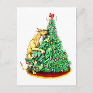 Great Dane Christmas Reach Goals Fawn Holiday Postcard