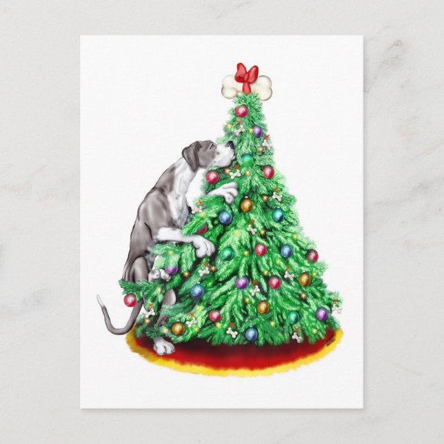 Great Dane Christmas Reach Goals Mantle UC Holiday Postcard (Front)