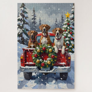 Great Dane Christmas Red Truck Holiday Jigsaw Puzzle