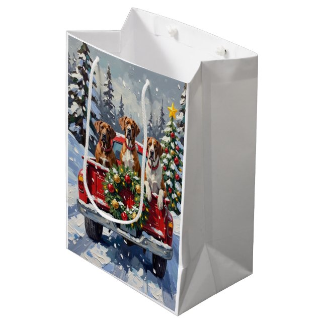 Great Dane Christmas Red Truck Holiday Medium Gift Bag (Front Angled)