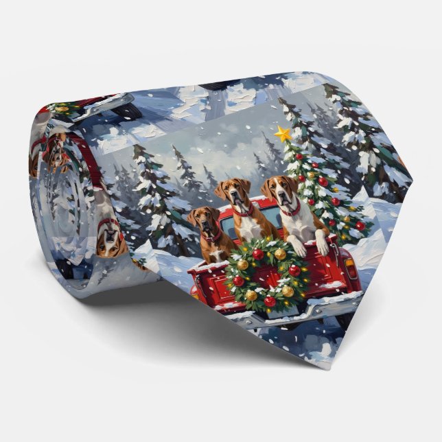 Great Dane Christmas Red Truck Holiday Tie (Rolled)