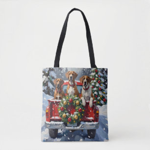 Great Dane Christmas Red Truck Holiday Tote Bag