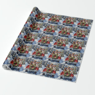 Great Dane Christmas Red Truck Holiday Wrapping Paper