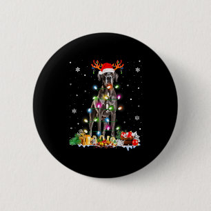 Great Dane Christmas Santa Hat Fairy Lights Pajama 6 Cm Round Badge