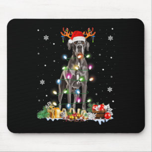 Great Dane Christmas Santa Hat Fairy Lights Pajama Mouse Mat