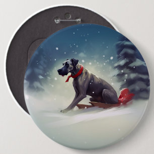 Great Dane Christmas snow winter 6 Cm Round Badge