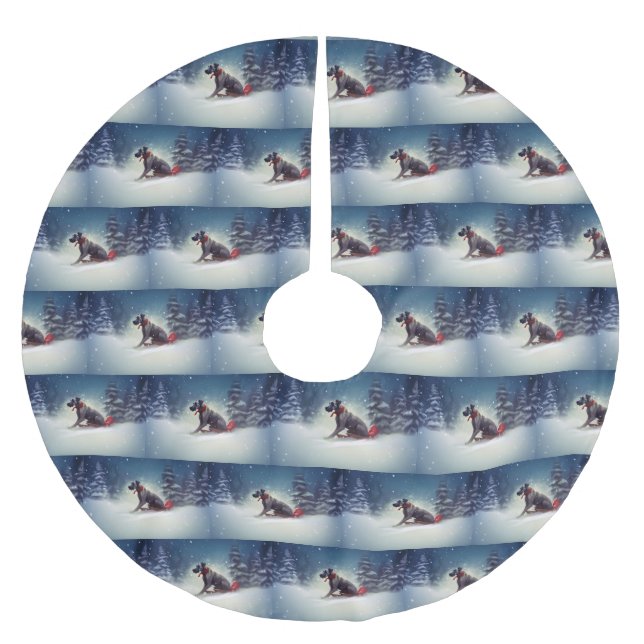 Great Dane Christmas snow winter Brushed Polyester Tree Skirt (Front)
