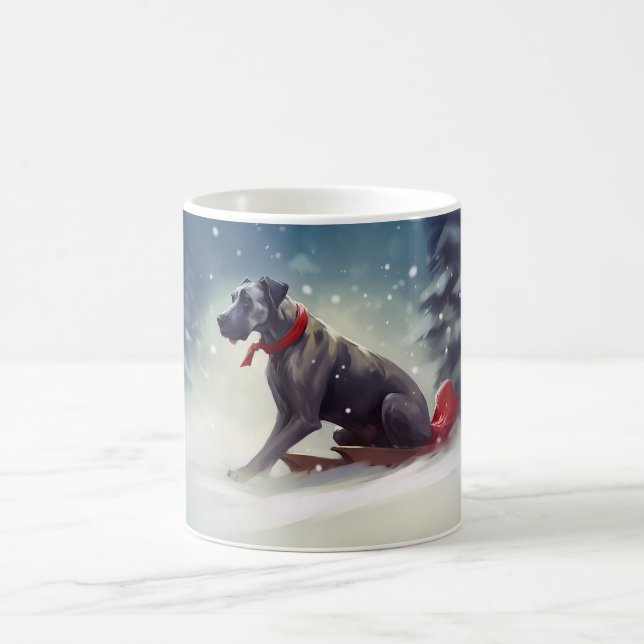 Great Dane Christmas snow winter Coffee Mug (Center)