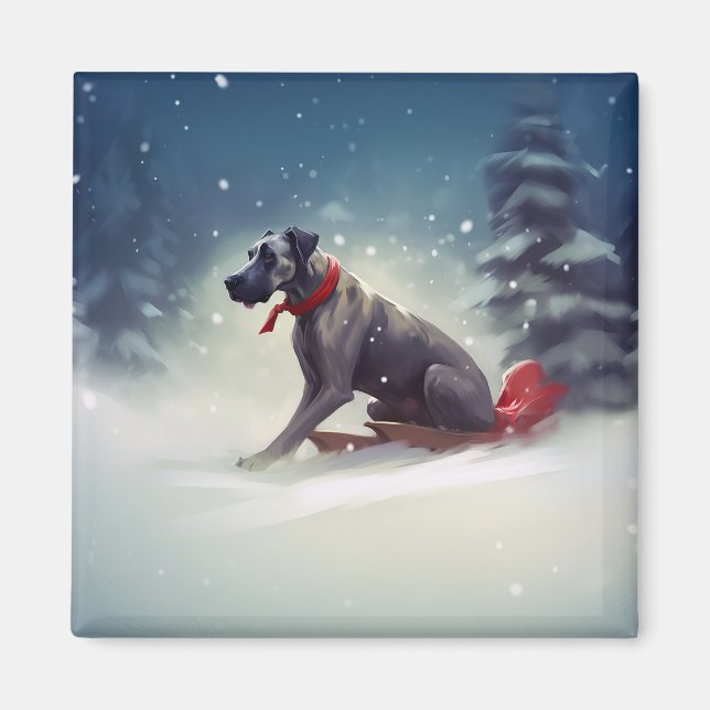 Great Dane Christmas snow winter Magnet (Front)