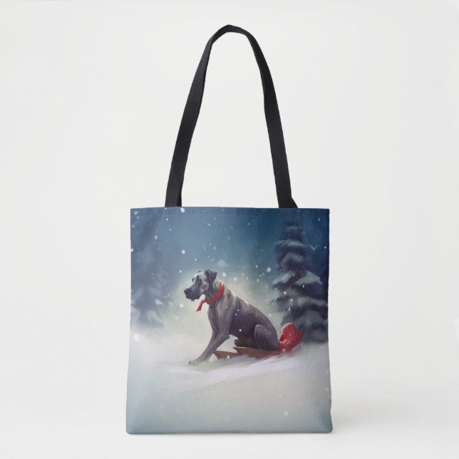 Great Dane Christmas snow winter Tote Bag (Front)