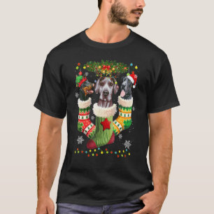 Great Dane Christmas Socks Tree Light Xmas Santa H T-Shirt