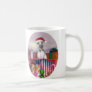 Great Dane Christmas Surprise Black Coffee Mug