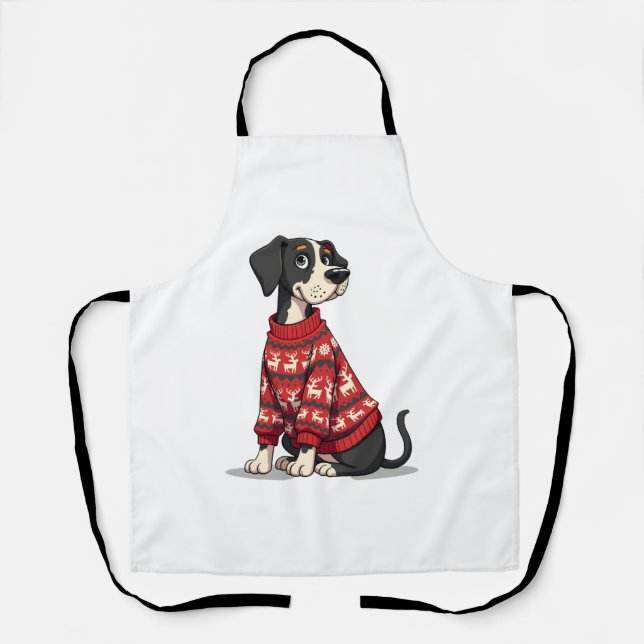 Great Dane Christmas Sweater dog Apron (Front)