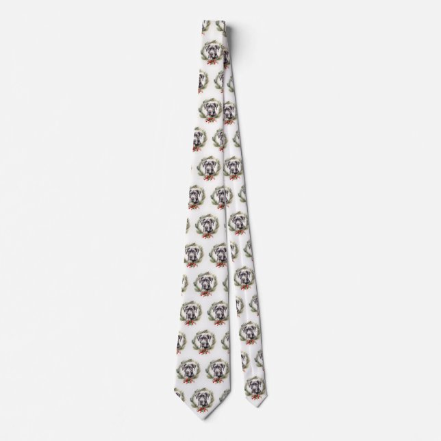 Great Dane Christmas Wreath Festive Pup  Tie (Front)