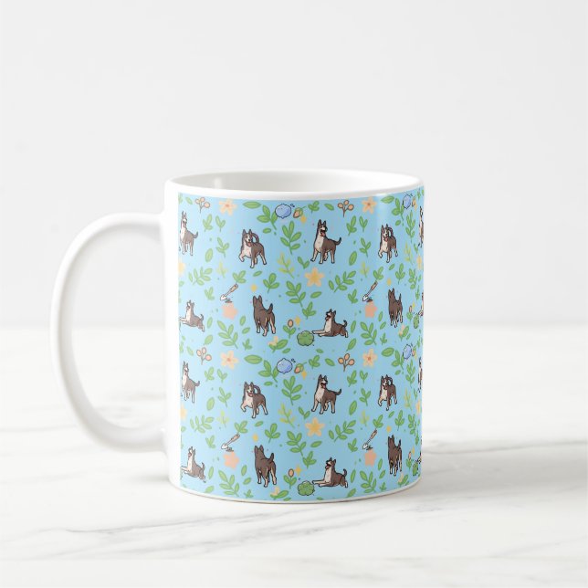 Great Dane Coffee Mug Spring Floral Kawaii Dog (Left)