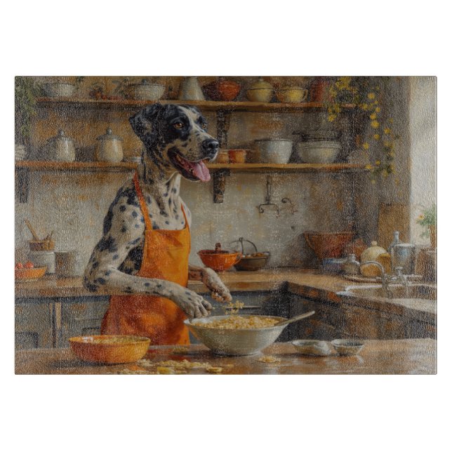 Great Dane Cooking in Kitchen Cutting Board (Front)