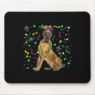 Great Dane Costume Mardi Gras Beads Funny Parades  Mouse Mat