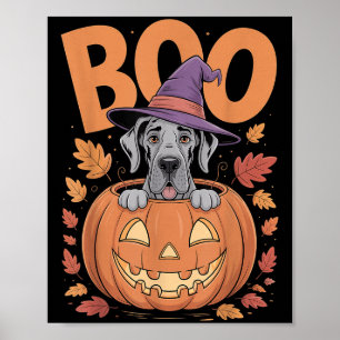 Great Dane Costume On Pumpkin Halloween Great Dane Poster