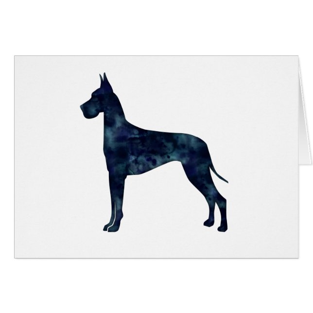 Great Dane Cropped Ear Black Watercolor Silhouette (Front Horizontal)