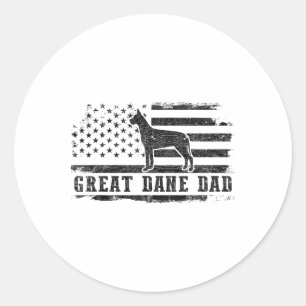 Great Dane Dad Distressed American Flag Patriotic  Classic Round Sticker