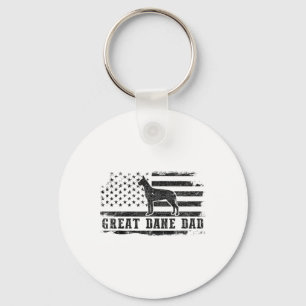 Great Dane Dad Distressed American Flag Patriotic Key Ring
