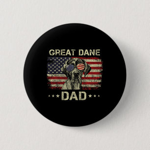 Great Dane Dad Dog Lovers American Flag 4th Of Jul 6 Cm Round Badge