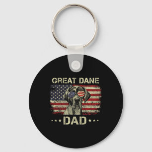 Great Dane Dad Dog Lovers American Flag 4th Of Jul Key Ring