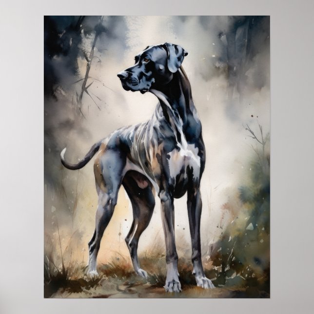 Great Dane Dog Art Print Poster (Front)