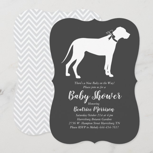 Great Dane Dog Baby Shower Gender Neutral Invitation (Front/Back)