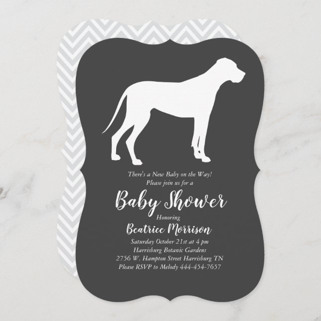 Great Dane Dog Baby Shower Gender Neutral Invitation (Front/Back)
