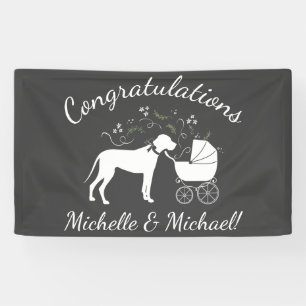 Great Dane Dog Baby Shower Puppy Grey Banner