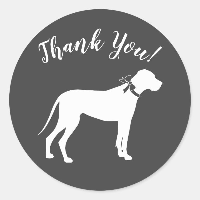 Great Dane Dog Baby Shower Puppy Grey Classic Round Sticker (Front)