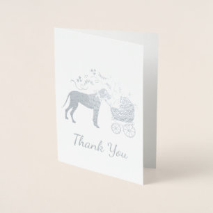 Great Dane Dog Baby Shower Puppy Grey Foil Card