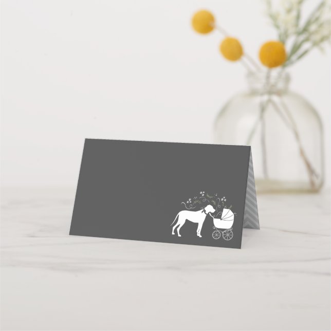 Great Dane Dog Baby Shower Puppy Grey Place Card (Front)