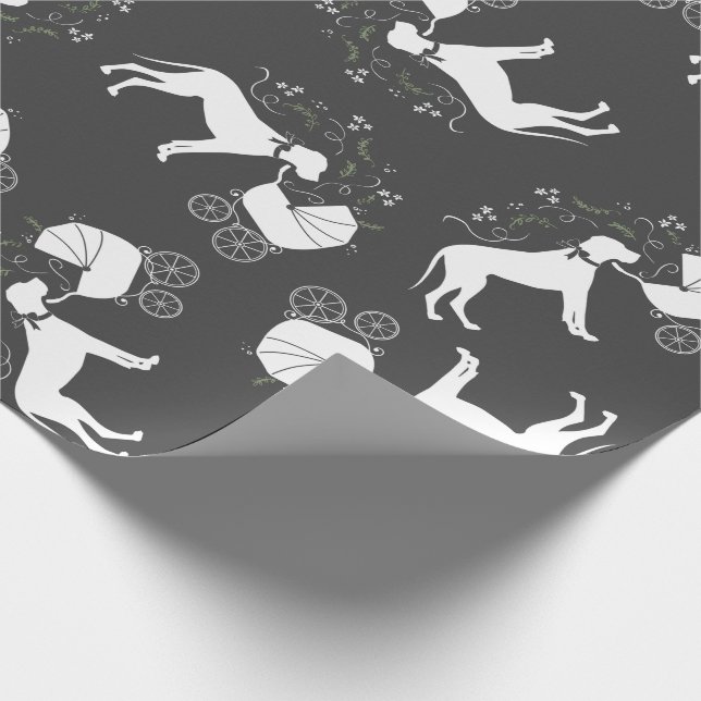 Great Dane Dog Baby Shower Puppy Grey Wrapping Paper (Corner)