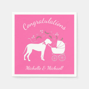 Great Dane Dog Baby Shower Puppy Pink Girl Napkin