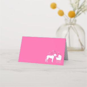 Great Dane Dog Baby Shower Puppy Pink Girl Place Card