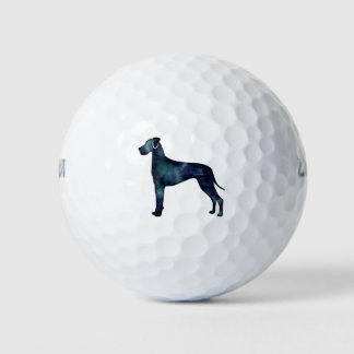 Great Dane Dog Black Watercolor Silhouette Golf Balls