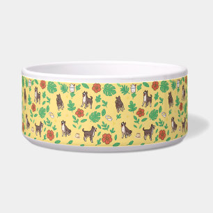 Great Dane Dog Bowl with Summer Floral Kawaii Dog