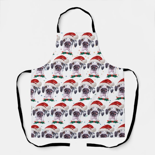 Great Dane Dog Breed Christmas Stars Apron (Front)