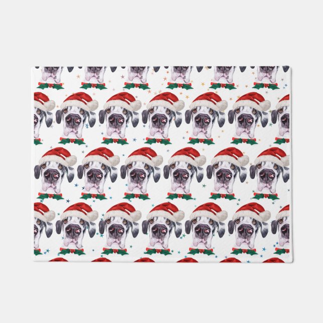 Great Dane Dog Breed Christmas Stars Doormat (Front)
