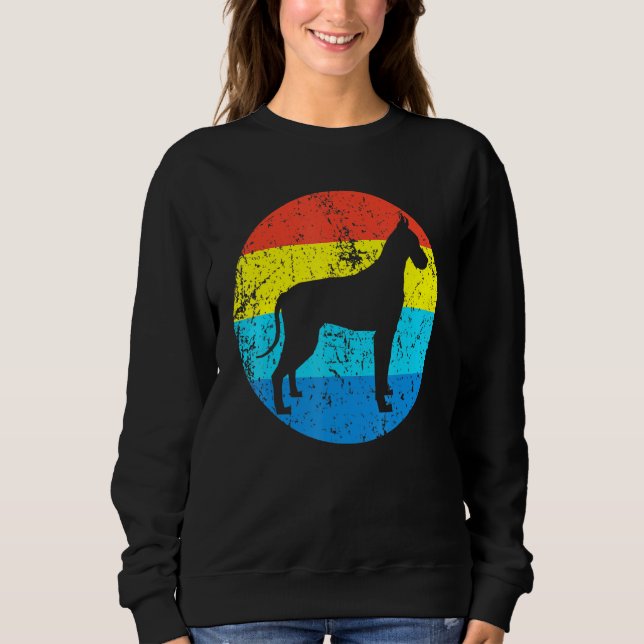 Great Dane Dog Breed Silhouette Retro 1970s Circle Sweatshirt (Front)