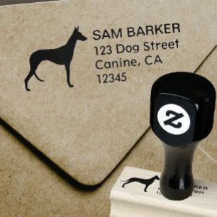 Great Dane Dog Breed Silhouette Return Address Rubber Stamp