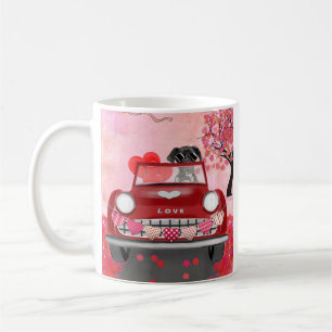 Great Dane Dog Car with Hearts Valentine's Coffee Mug