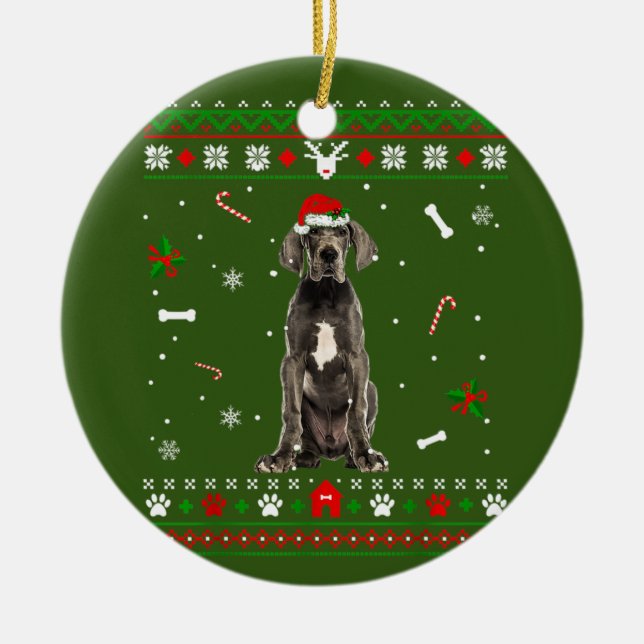 Great Dane Dog Ceramic Tree Decoration (Front)